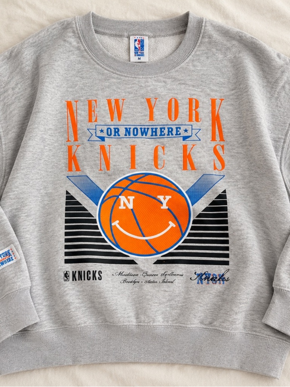 NYON New York Knicks Graphic Gray Crewneck Sweatshirt
